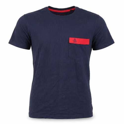 Penguin Men’s Blue Crew Neck T-Shirt, S, Short Sleeve, Logo Accent