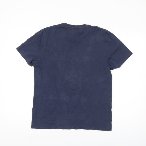 Penguin Men’s Blue Crew Neck T-Shirt, S, Short Sleeve, Logo Accent