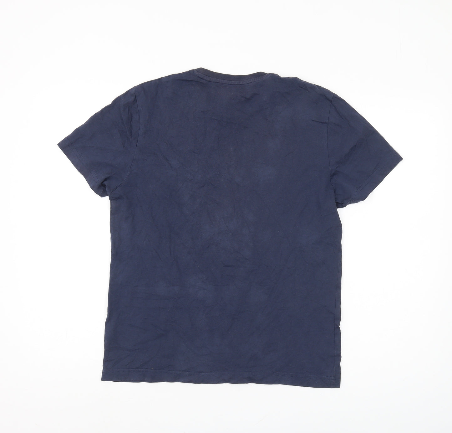 Penguin Men’s Blue Crew Neck T-Shirt, S, Short Sleeve, Logo Accent