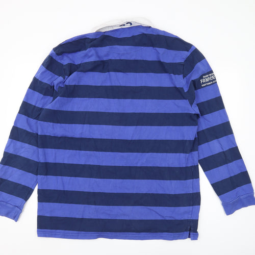 Rugby World Cup Men's Blue 3XL Striped Polo Shirt