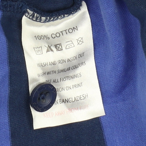 Rugby World Cup Men's Blue 3XL Striped Polo Shirt
