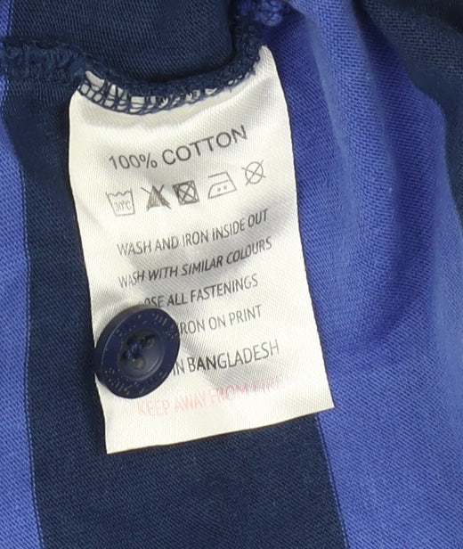 Rugby World Cup Men's Blue 3XL Striped Polo Shirt