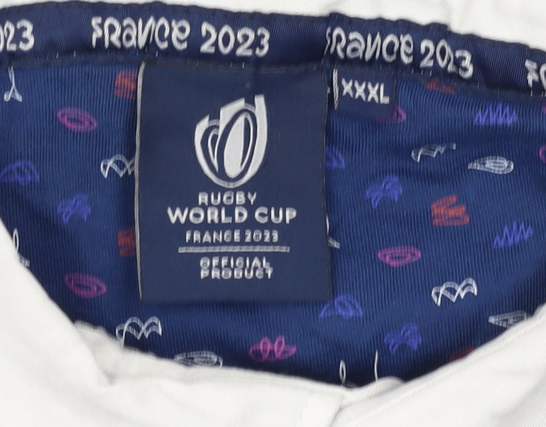 Rugby World Cup Men's Blue 3XL Striped Polo Shirt