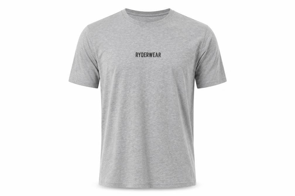 Front view of Ryderwear Men's Grey Crew Neck T-Shirt, size S