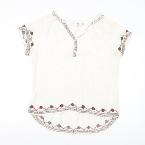 FatFace Women's Ivory Floral Embroidered Blouse Size 14