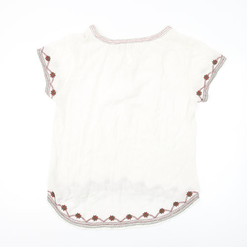 FatFace Women's Ivory Floral Embroidered Blouse Size 14