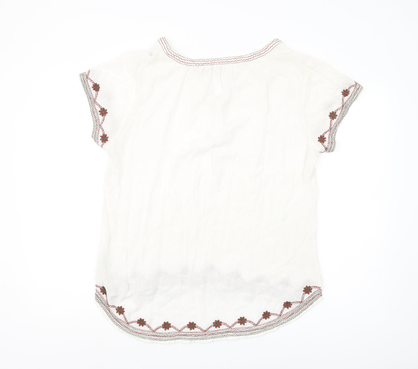 FatFace Women's Ivory Floral Embroidered Blouse Size 14