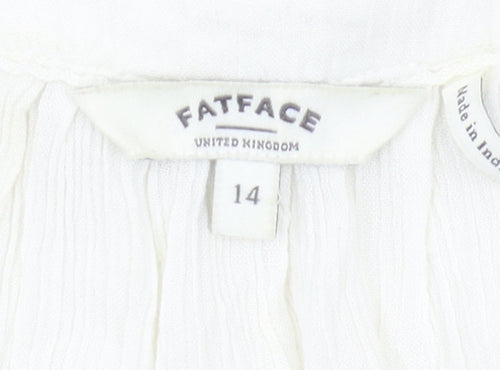 FatFace Women's Ivory Floral Embroidered Blouse Size 14