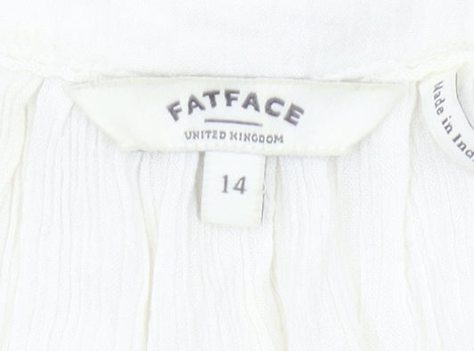 FatFace Women's Ivory Floral Embroidered Blouse Size 14