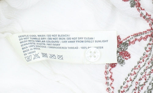 FatFace Women's Ivory Floral Embroidered Blouse Size 14