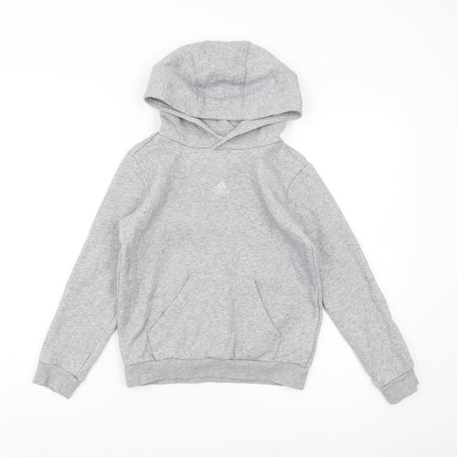 Adidas Boys Grey Pullover Hoodie 9-10 Years - Lightweight & Hooded