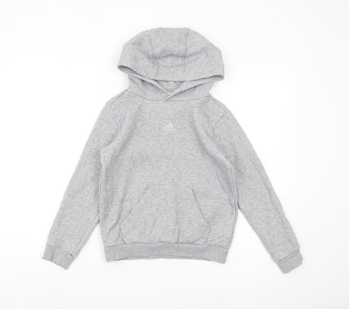Adidas Boys Grey Pullover Hoodie 9-10 Years - Lightweight & Hooded