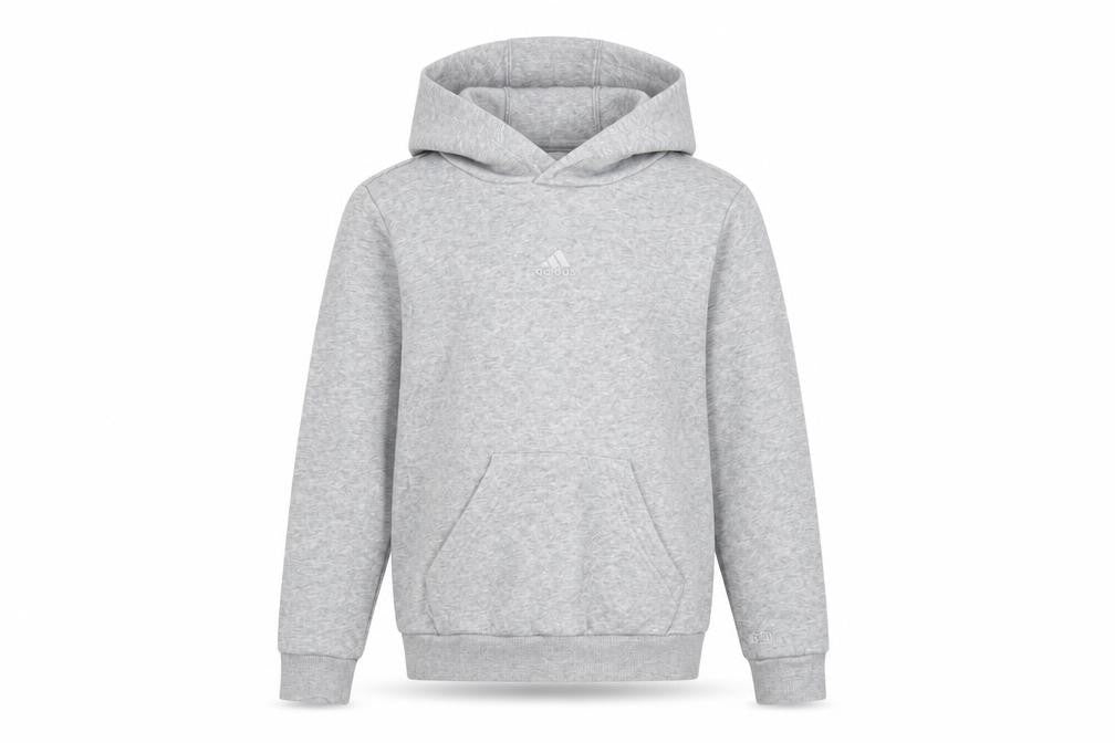 Front view of Adidas boys’ grey pullover hoodie 9-10 years - lightweight & hooded