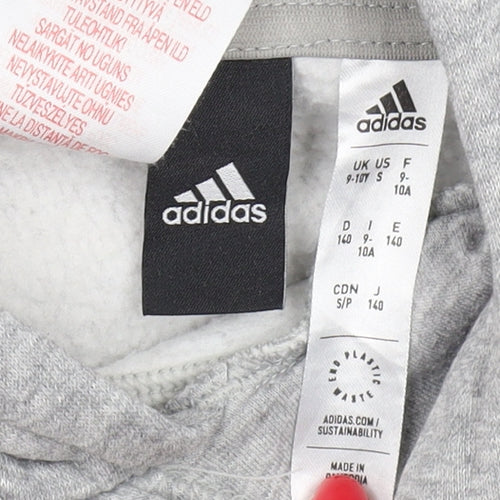 Adidas Boys Grey Pullover Hoodie 9-10 Years - Lightweight & Hooded