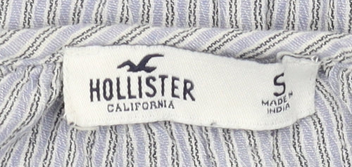 Hollister Women's Blue Embroidered Balloon Sleeve Blouse