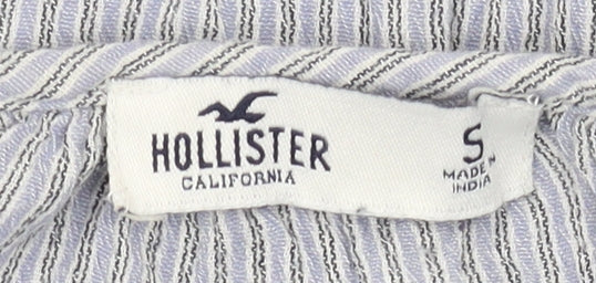 Hollister Women's Blue Embroidered Balloon Sleeve Blouse