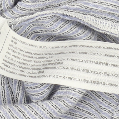 Hollister Women's Blue Embroidered Balloon Sleeve Blouse