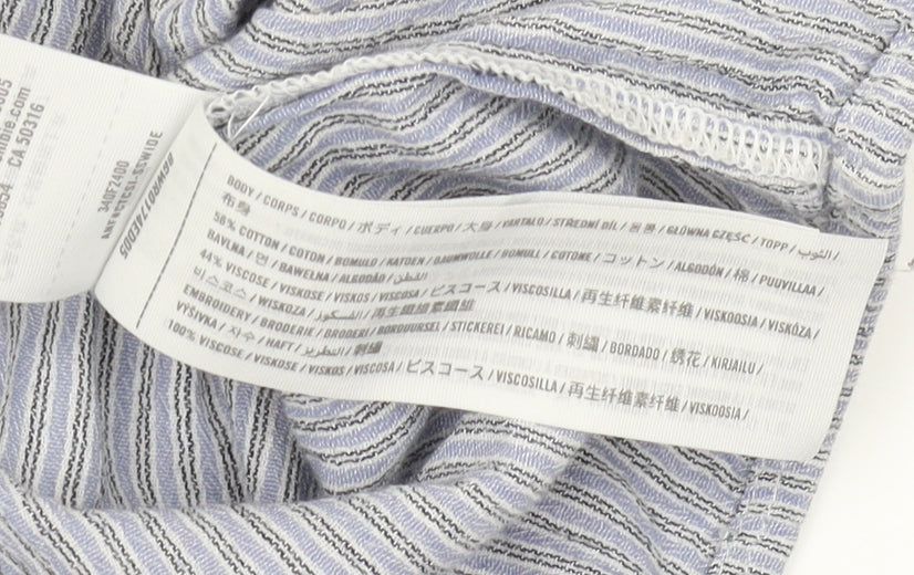 Hollister Women's Blue Embroidered Balloon Sleeve Blouse