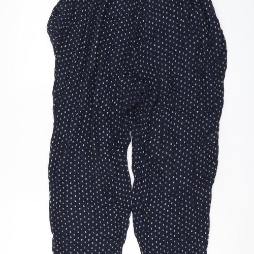 Mango Women's Blue Polka Dot Cropped Trousers L