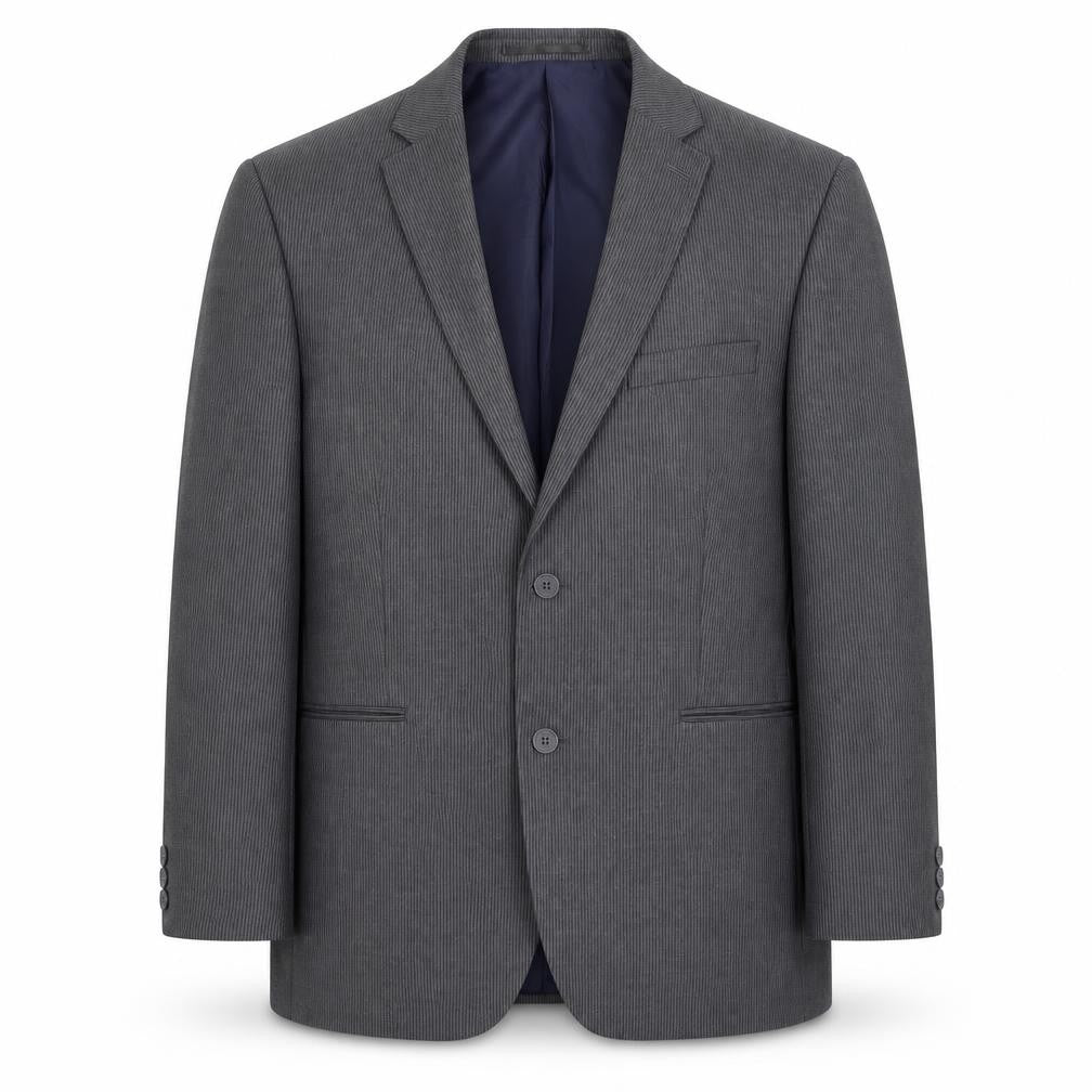 Front view of Thomas Nash Men's Grey Striped Blazer Jacket 42S