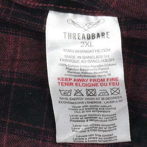 Threadbare Men's 2XL Red Black Plaid Flannel Shirt