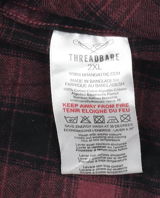 Threadbare Men's 2XL Red Black Plaid Flannel Shirt