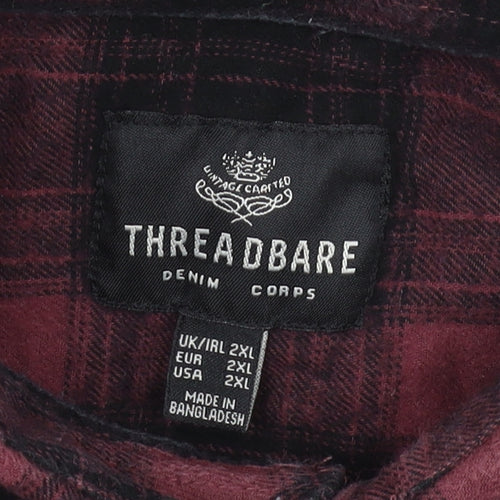 Threadbare Men's 2XL Red Black Plaid Flannel Shirt