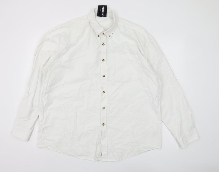 Collusion Men's White Long Sleeve Button-Up Shirt - L