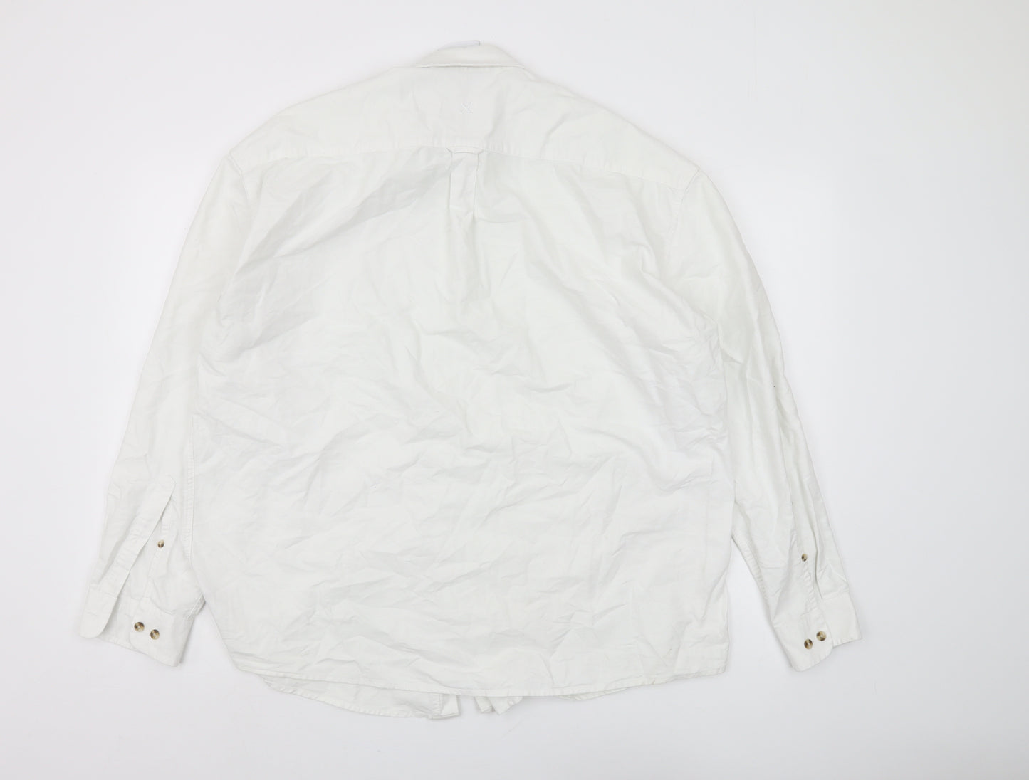Collusion Men's White Long Sleeve Button-Up Shirt - L