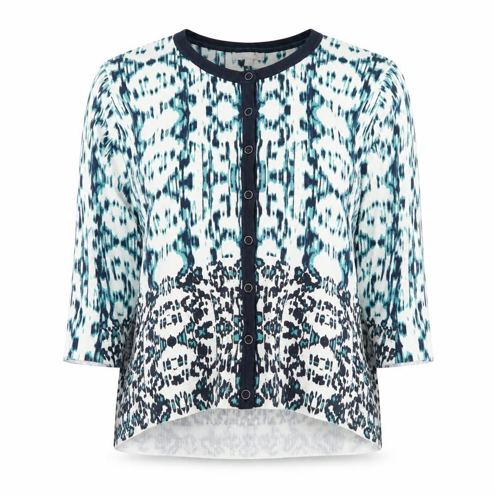 Front view of Marks & Spencer Women's Blue XS Cardigan, Geometric