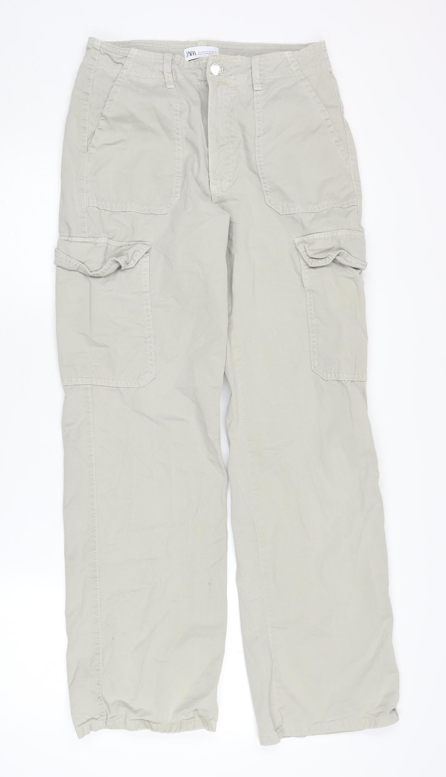 Zara Women's Beige Cargo Trousers Size 8 Casual