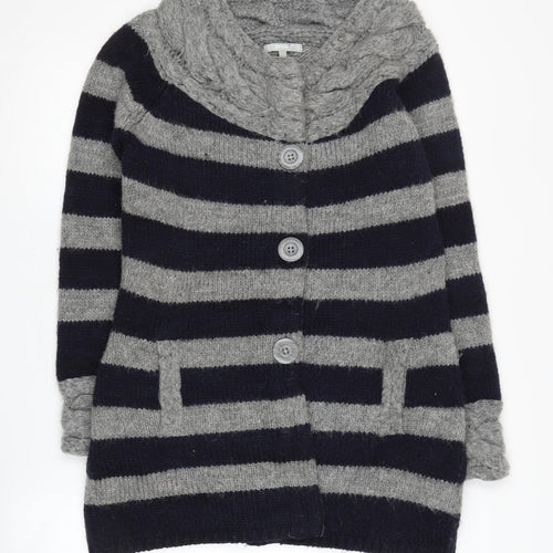 Per Una Women's Black Striped Cardigan, Cowl Neck, Medium