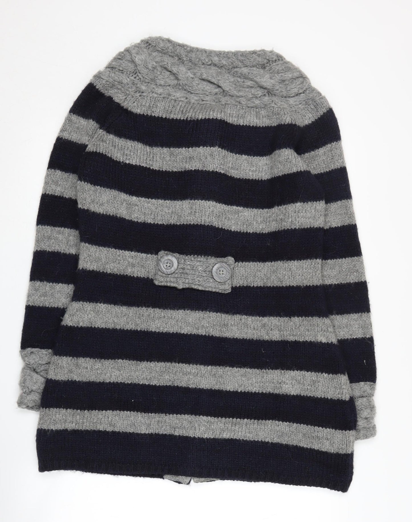 Per Una Women's Black Striped Cardigan, Cowl Neck, Medium