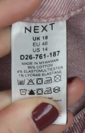 Next Women's Pink Wide-Leg Jeans Size 18