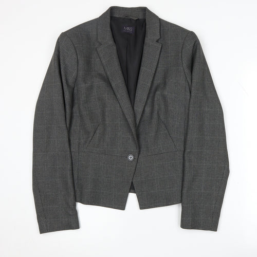 Marks and Spencer Women's Grey Check Blazer Size 14