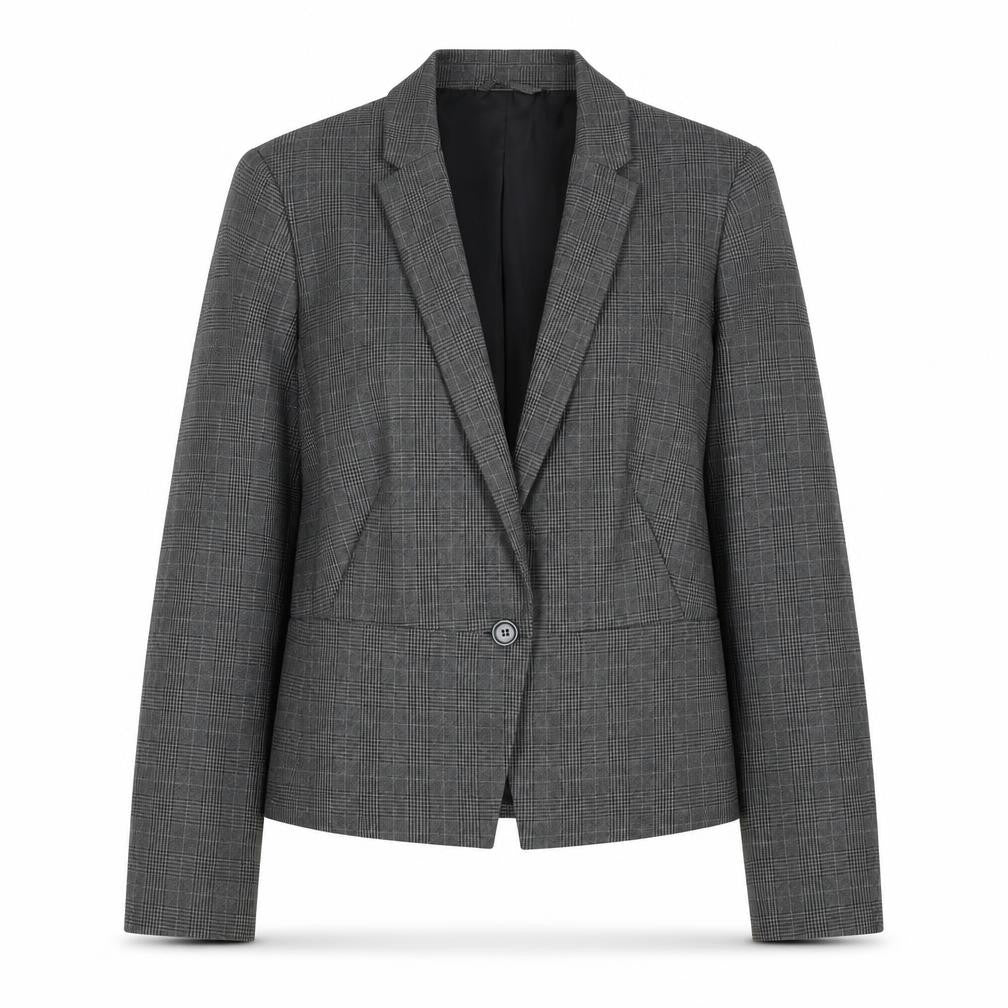Front view of Marks & Spencer Women's Grey Check Blazer, size 14