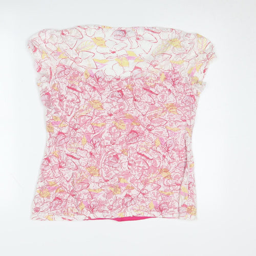 Marks and Spencer Women's Pink Floral V-Neck Top Size 14