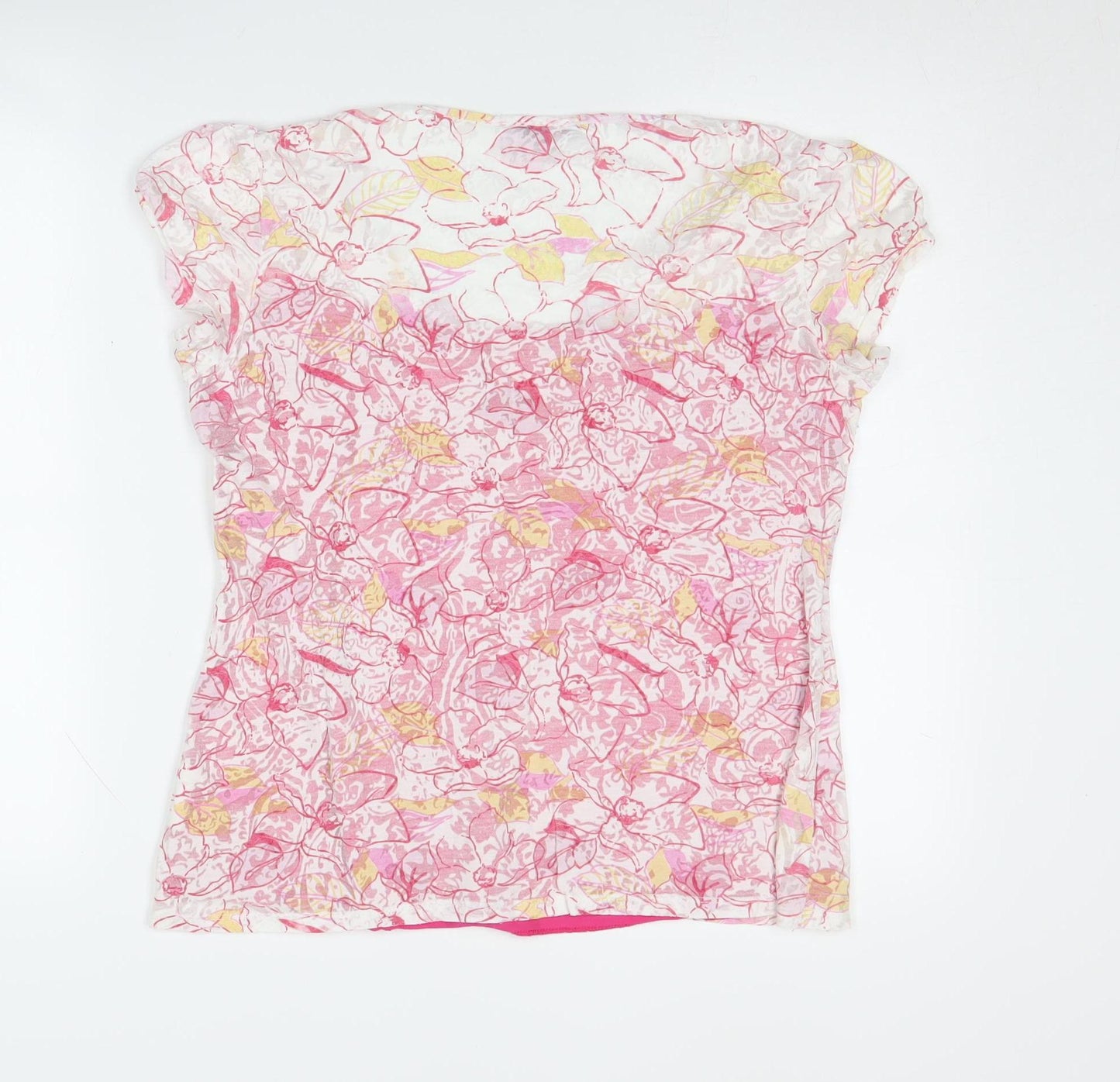 Marks and Spencer Women's Pink Floral V-Neck Top Size 14