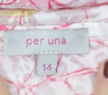 Marks and Spencer Women's Pink Floral V-Neck Top Size 14