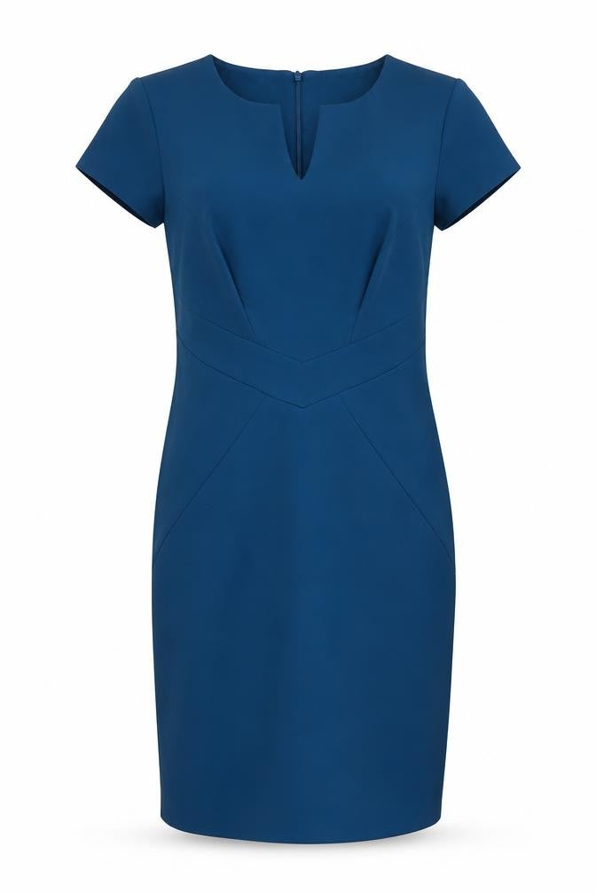 Roman Blue Sheath Dress, Size 14, Women, V-Neck