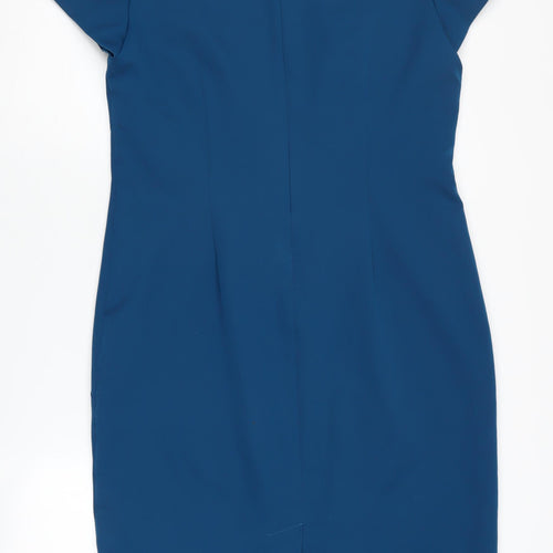 Roman Blue Sheath Dress, Size 14, Women, V-Neck