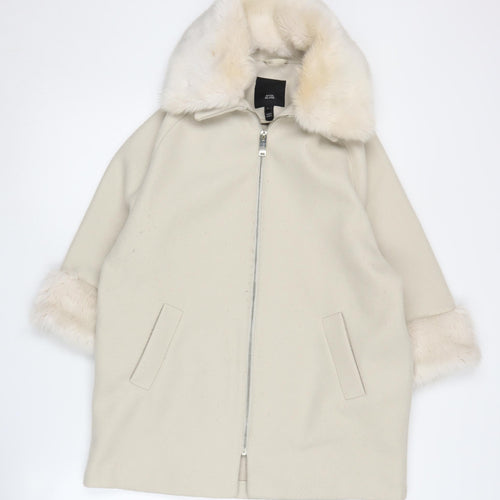 River Island Women's Ivory Biker Coat Size 6