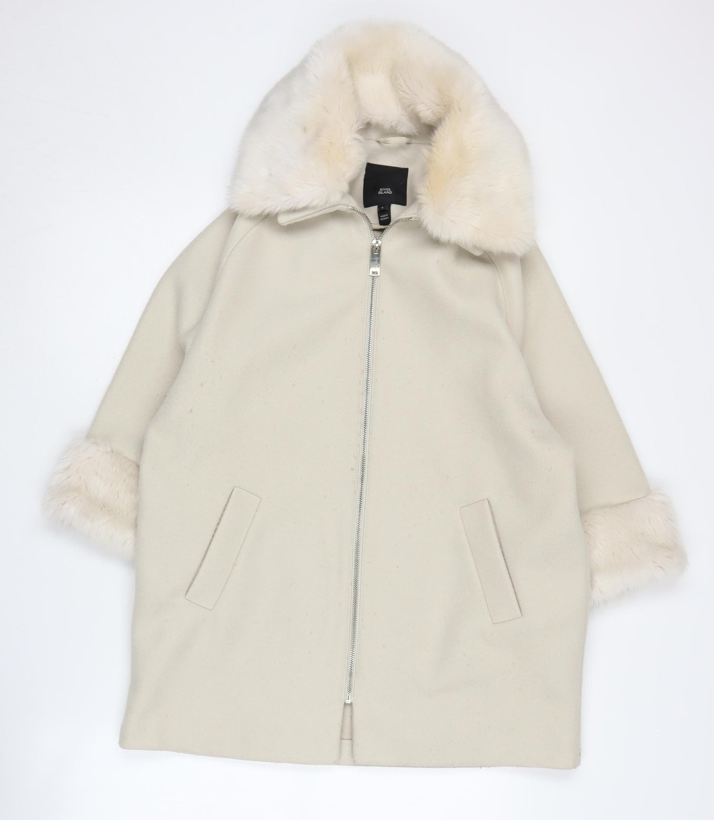 River Island Women's Ivory Biker Coat Size 6