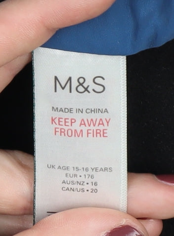 Marks & Spencer Boys Blue Ski Jacket, 15-16 Years, Hooded, Winter