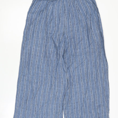 Marks and Spencer Women's Blue Striped Wide-Leg Trousers