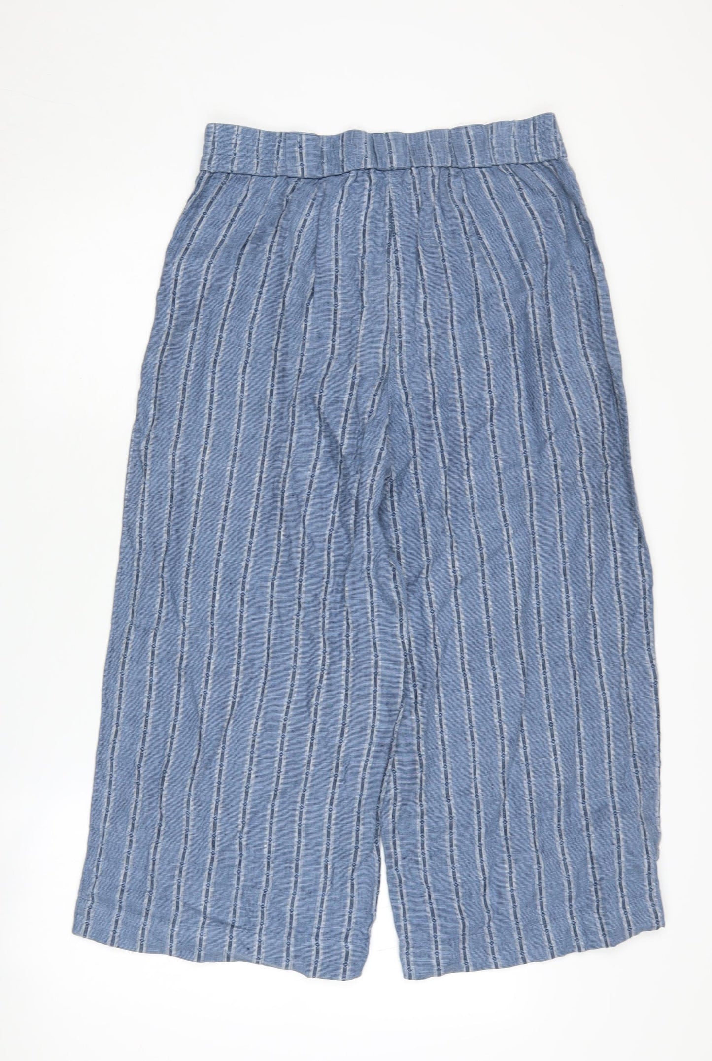 Marks and Spencer Women's Blue Striped Wide-Leg Trousers