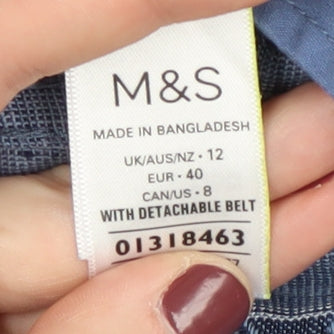Marks and Spencer Women's Blue Striped Wide-Leg Trousers