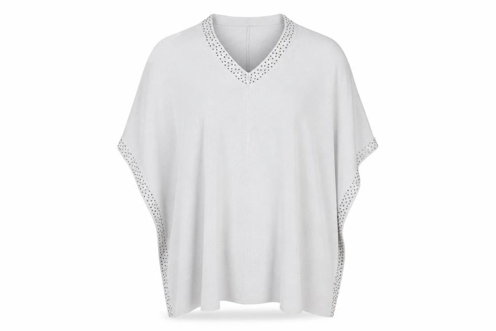 Front view of Jacques Vert Women's Grey Studded Cape - Small