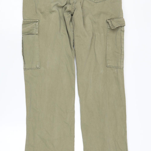 Stradivarius Women's Green Cargo Trousers Size 6