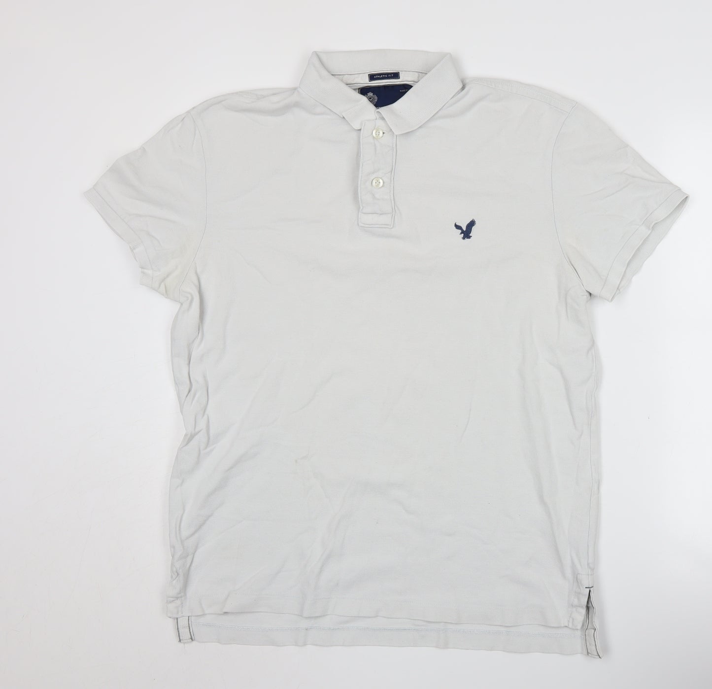 American Eagle Men's White Polo Shirt L Short Sleeve